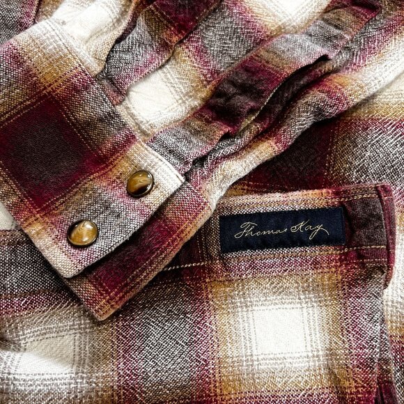 Pendleton Thomas Kay Plaid Western Large Long Sleeve Pearl Snap HEAVY Cotton - Picture 8 of 13